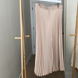 H&M Champagne Midi Pleated Skirt